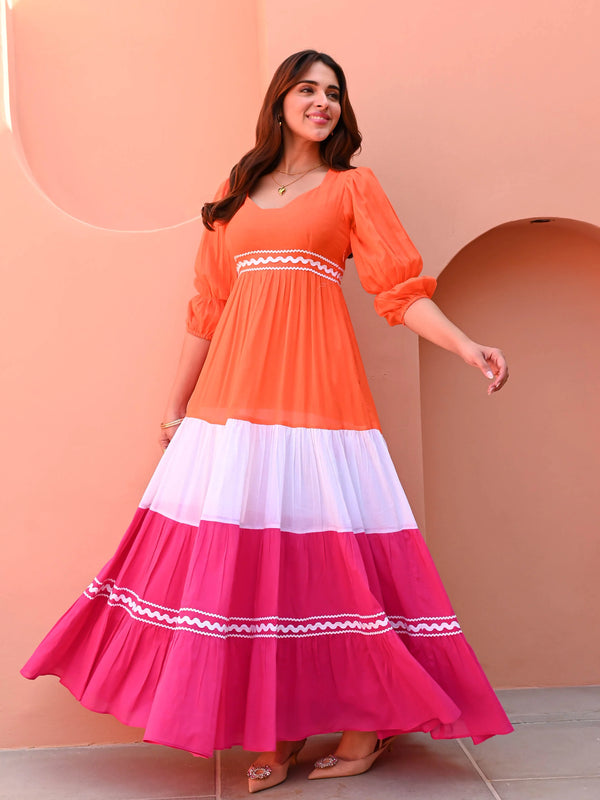 Radiant Trio-Tone Dress
