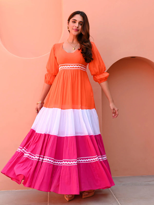 Radiant Trio-Tone Dress