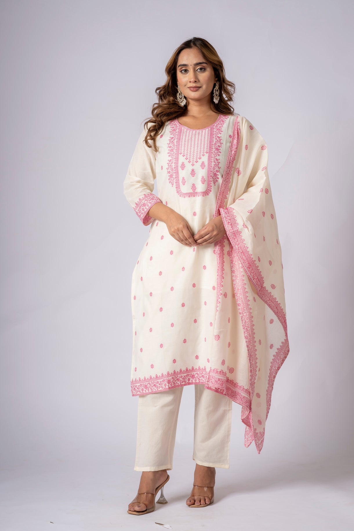 Pure Handloom South Cotton Hand Printed Chitrkari Dupatta And Pant