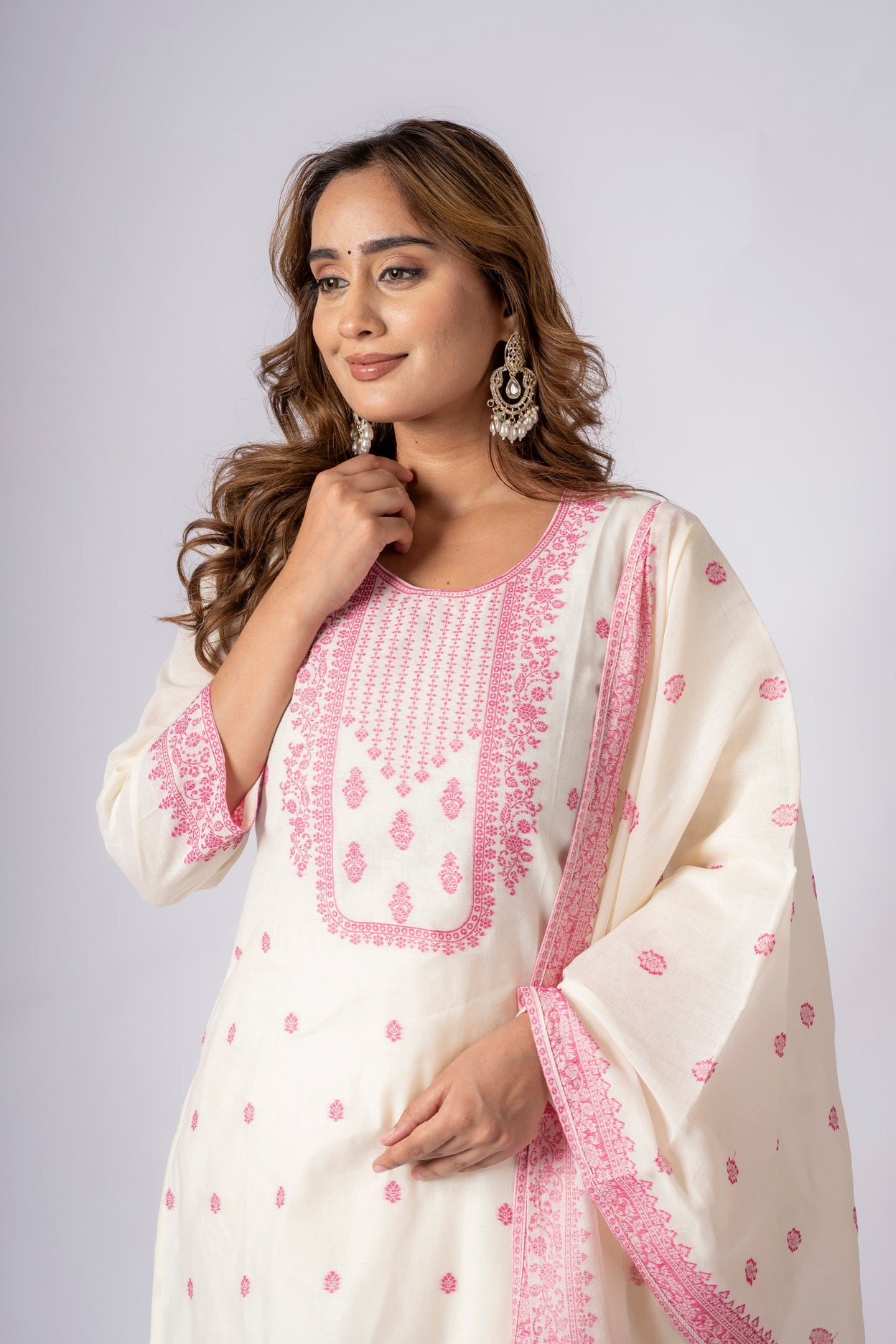 Pure Handloom South Cotton Hand Printed Chitrkari Dupatta And Pant