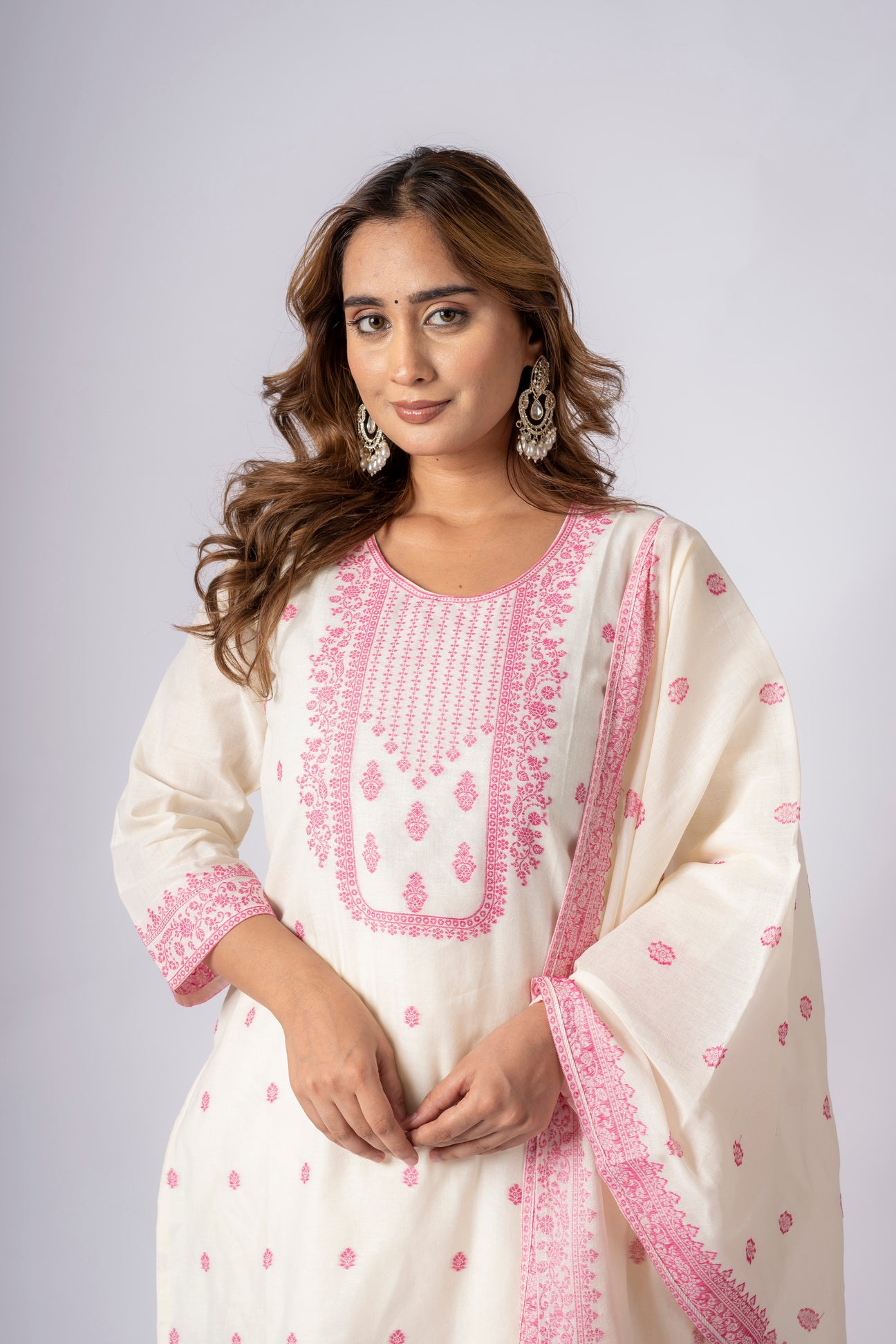 Pure Handloom South Cotton Hand Printed Chitrkari Dupatta And Pant